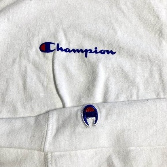 Champion Spell Out Logo Long Sleeve T-Shirt White Men's Medium M 100% Cotton EUC - Picture 3 of 6